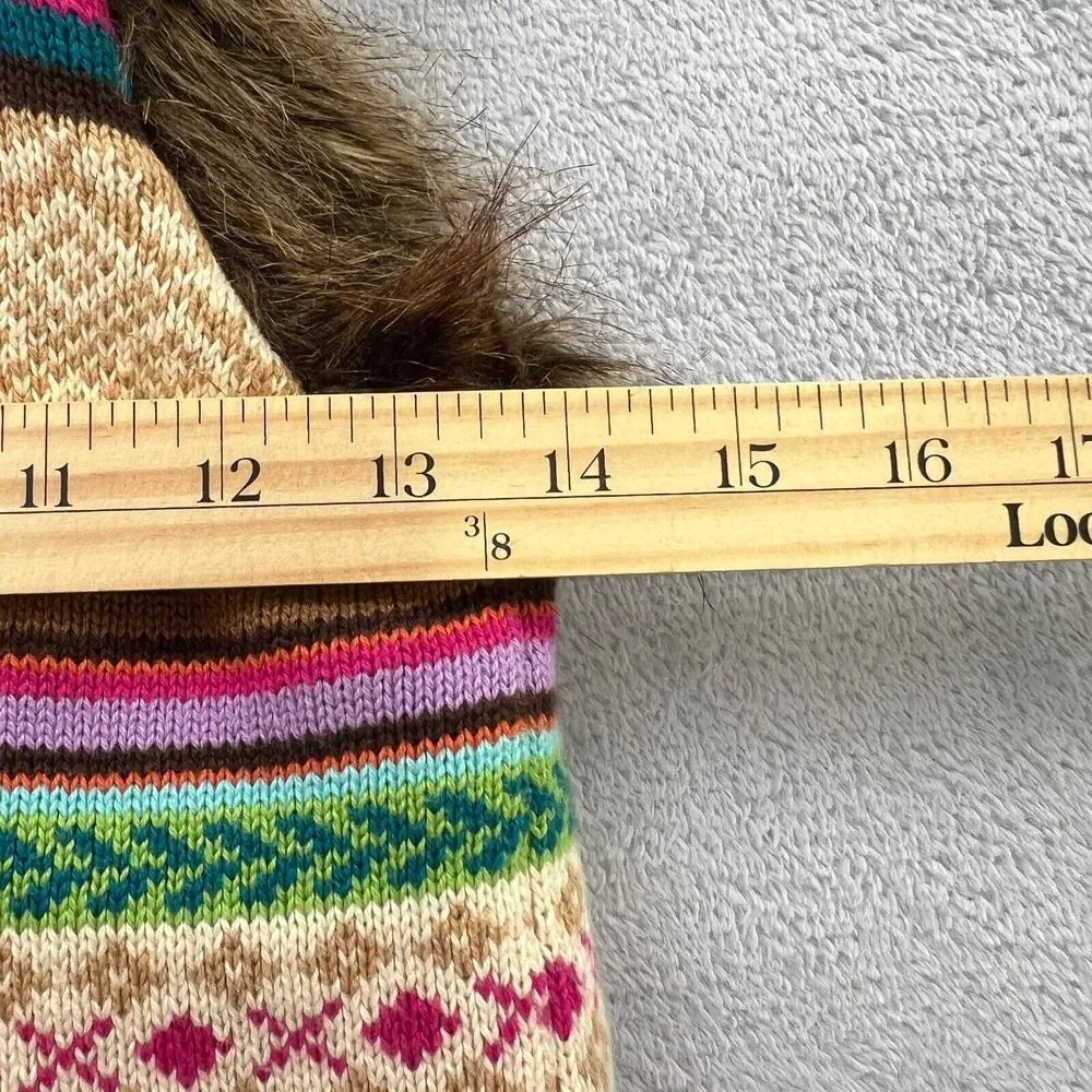 GapKids Medium Multi Color Knit sweater Vest  Fux Fur lining & hoodie‎ Tribal